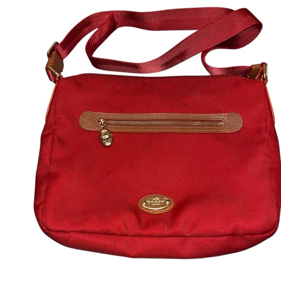 Coach Legacy Red Nylon Crossbody Bag purse Leather Gold Hardware y2k vintage - Picture 2 of 8